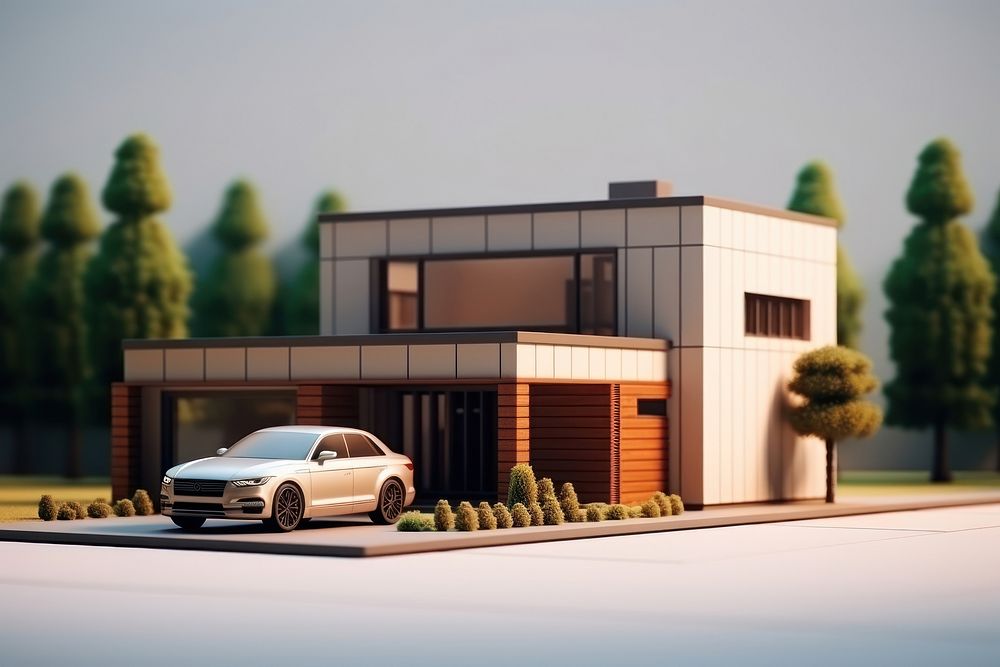 Garage house car architecture. AI generated Image by rawpixel.