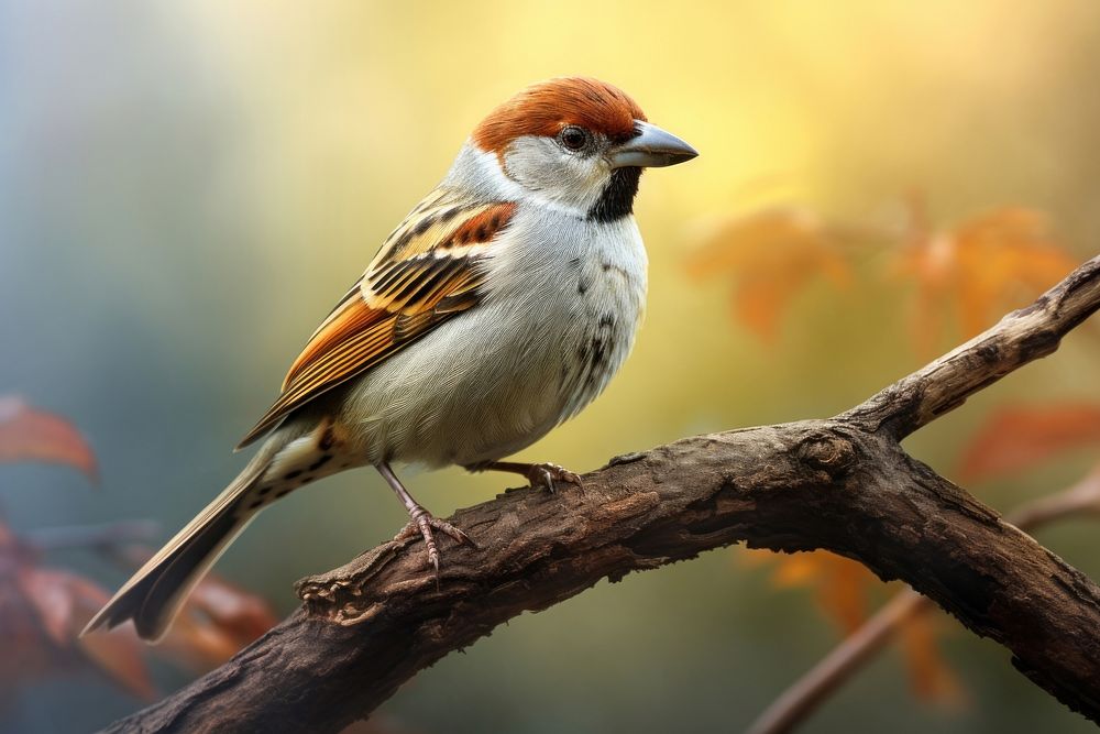 Sparrow bird animal branch. AI generated Image by rawpixel.