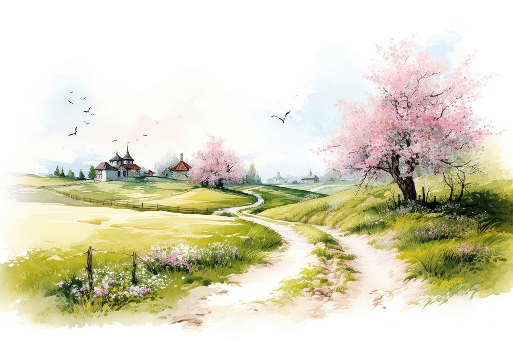 Landscape outdoors blossom nature. AI generated Image by rawpixel.
