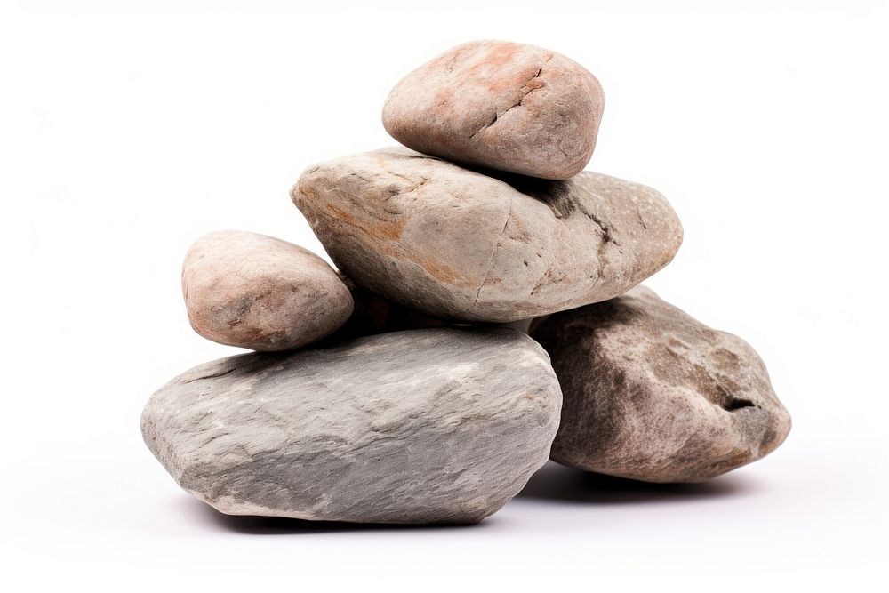 Pebble stone rock white background. AI generated Image by rawpixel.