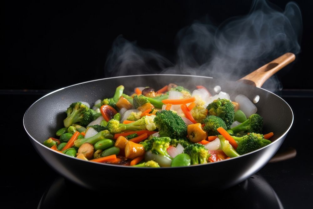 Vegetable cooking steam wok. AI generated Image by rawpixel.