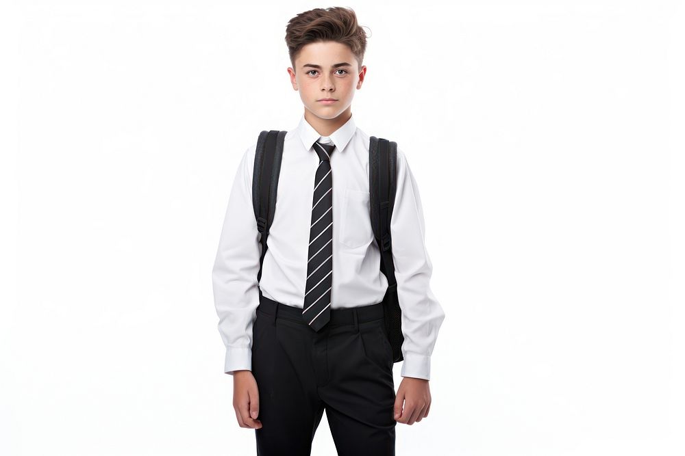 Necktie shirt white background school uniform. AI generated Image by rawpixel.