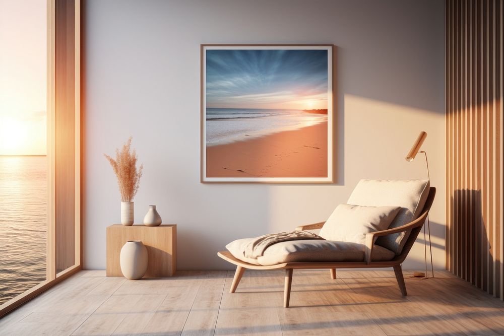 Furniture painting sunset beach. AI generated Image by rawpixel.