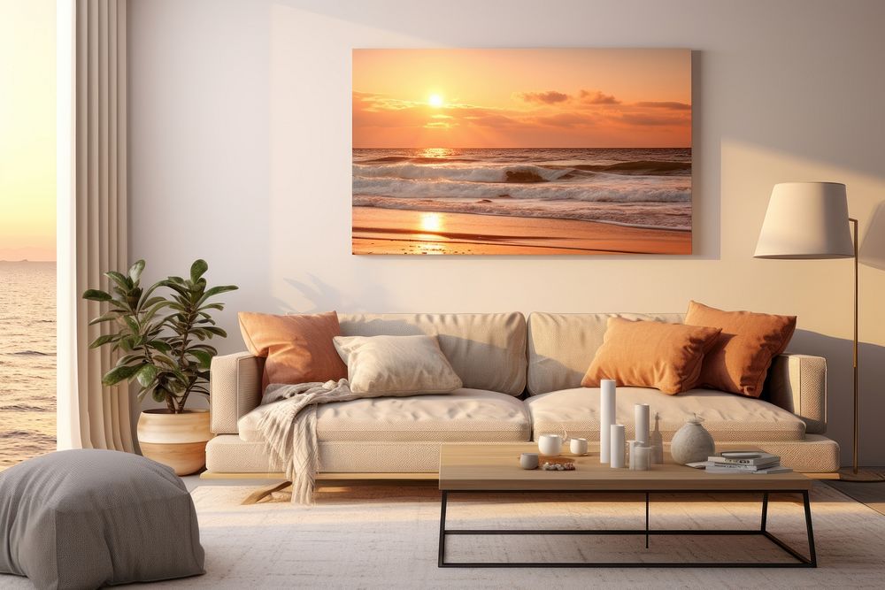 Architecture furniture cushion sunset. AI generated Image by rawpixel.