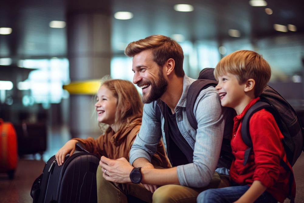 Laughing family travel adult. AI generated Image by rawpixel.