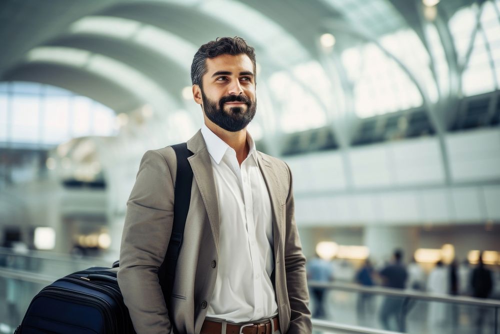 Airport travel adult man. 