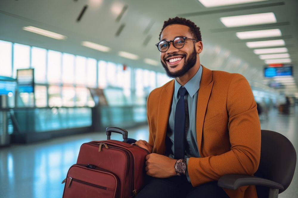 Luggage glasses airport travel. AI generated Image by rawpixel.