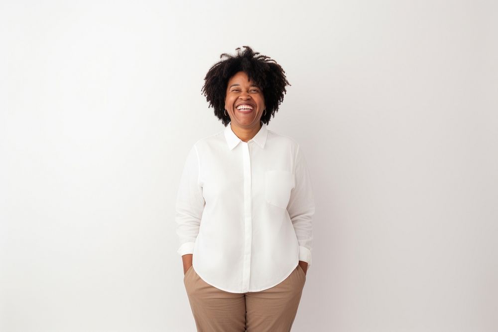 Smiling adult smile white background. AI generated Image by rawpixel.