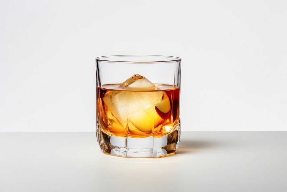 Glass whisky drink white background. AI generated Image by rawpixel.