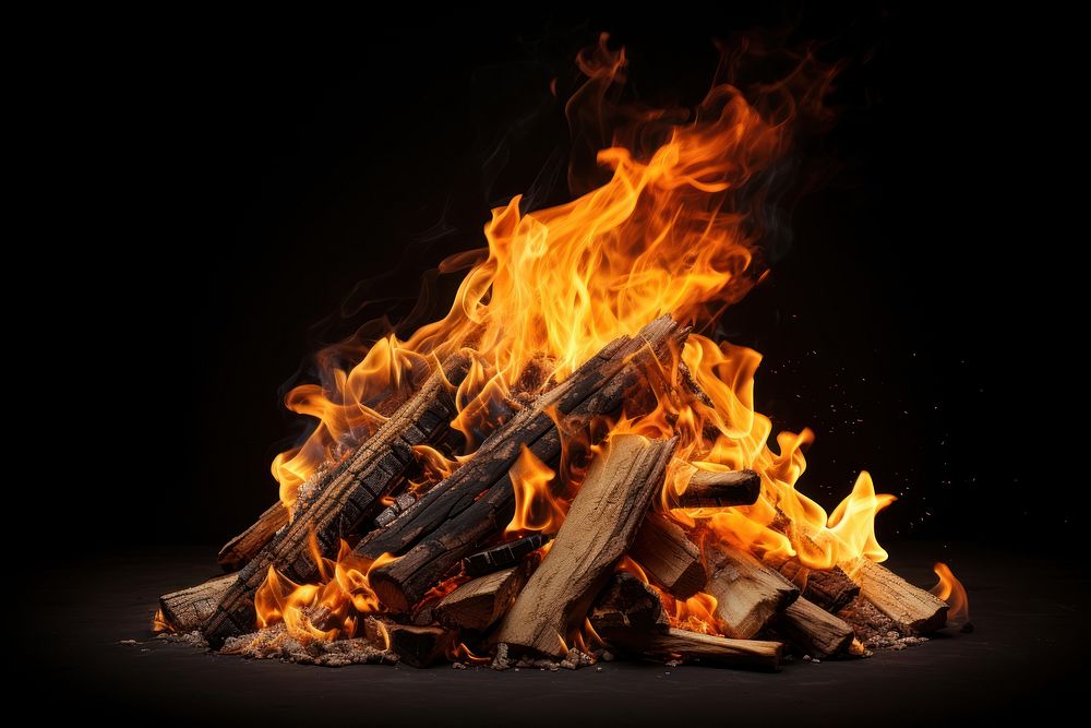 Bonfire fireplace darkness campfire. AI generated Image by rawpixel.