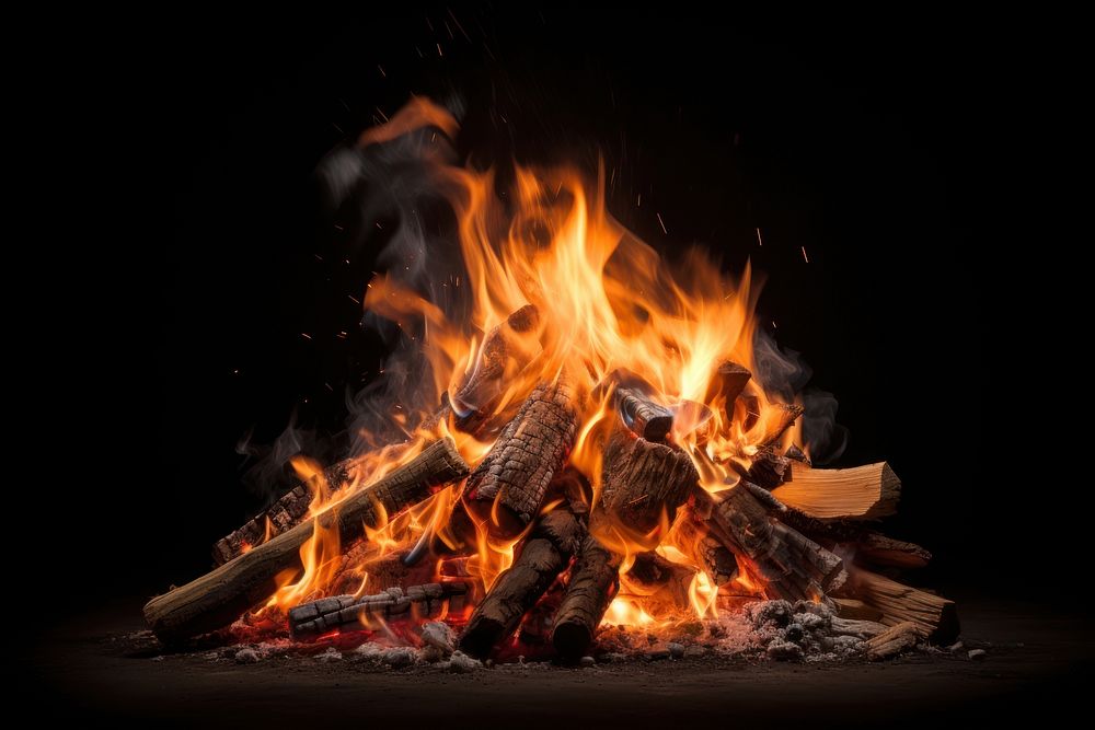 Bonfire fireplace darkness campfire. AI generated Image by rawpixel.