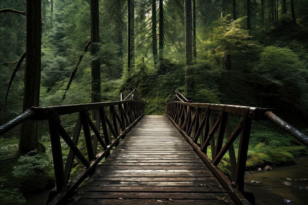 Bridge outdoors railing nature. AI generated Image by rawpixel.