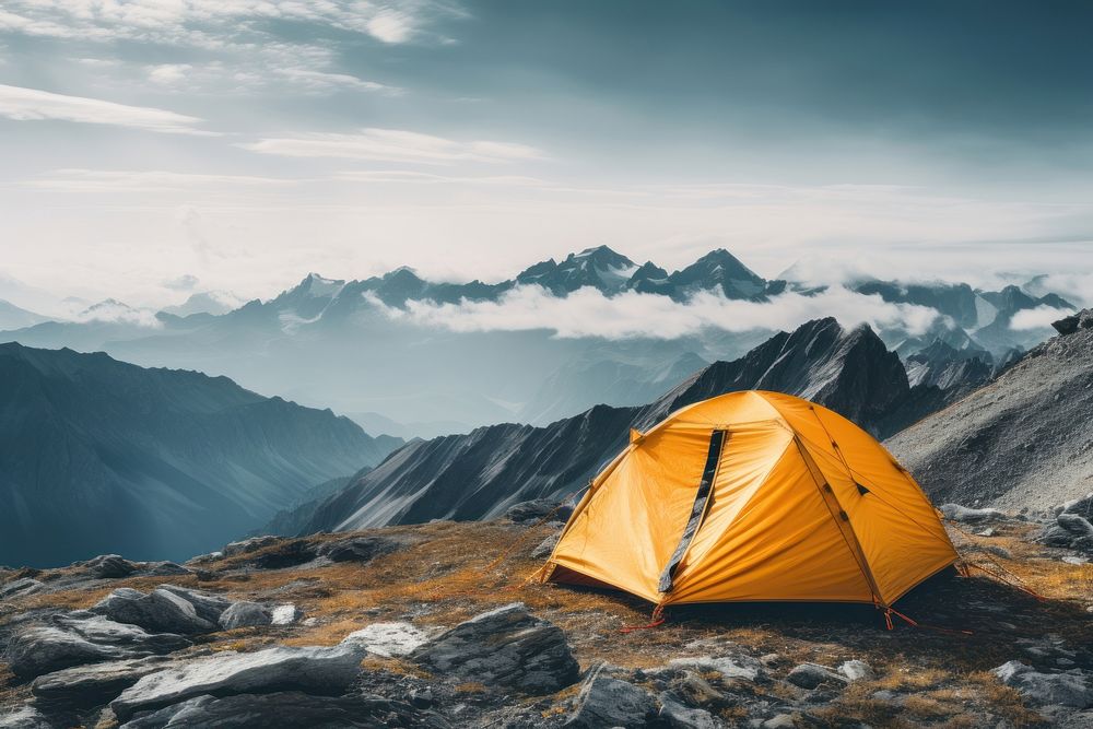 Tent mountain outdoors camping. AI generated Image by rawpixel.
