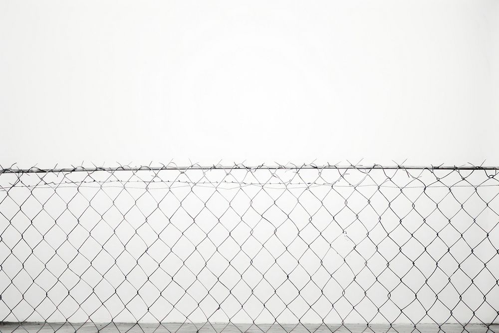 Fence wire backgrounds white. 