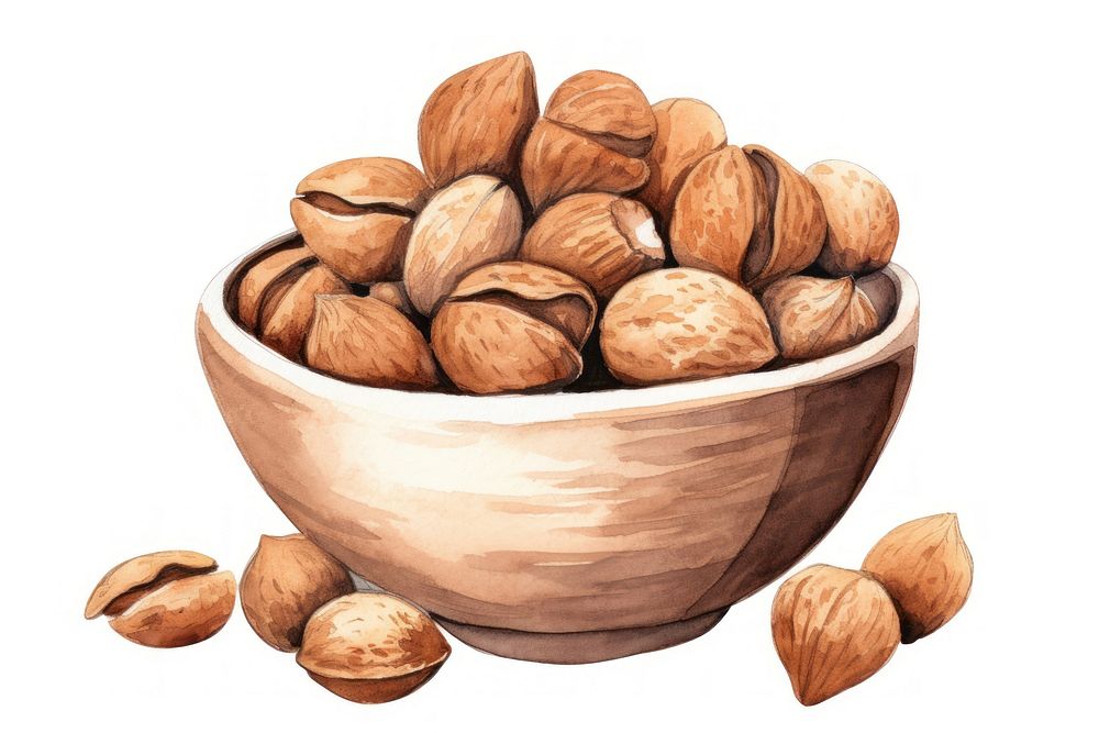 Bowl nut food white background. AI generated Image by rawpixel.