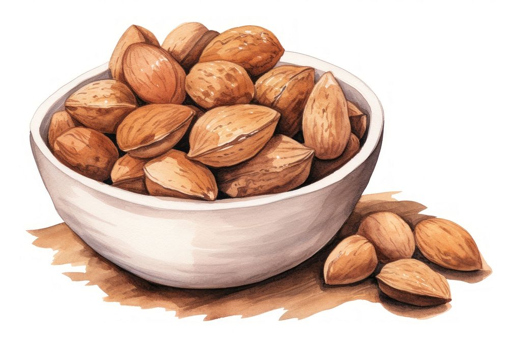 Almond food bowl nut. AI generated Image by rawpixel.
