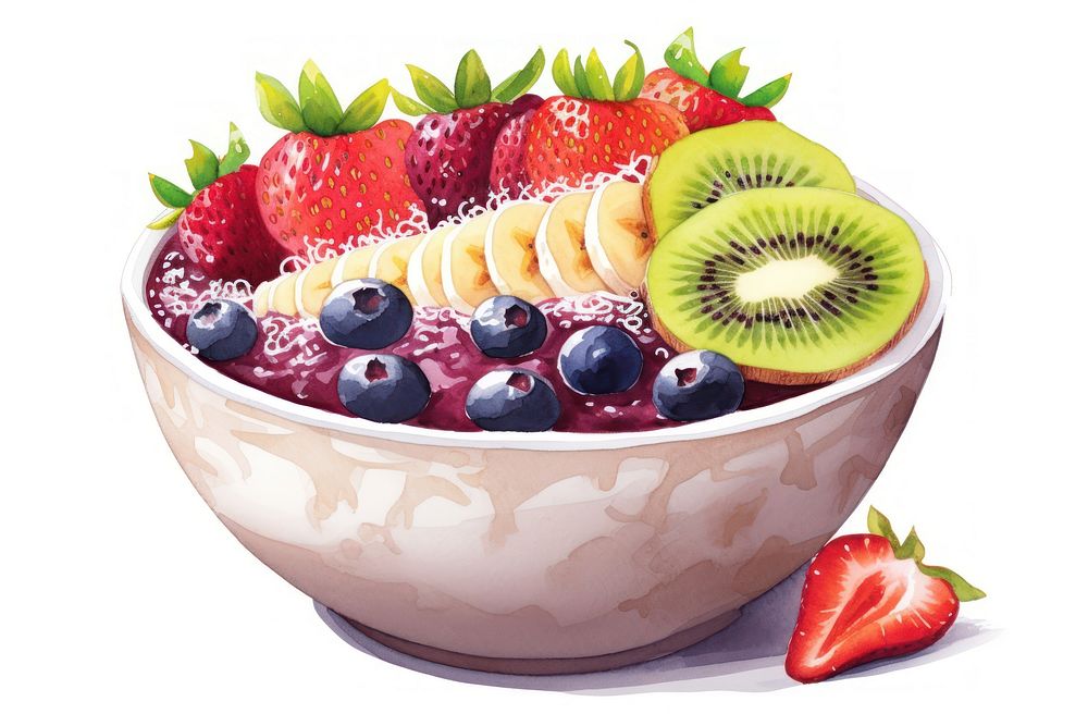 Bowl strawberry blueberry dessert. AI generated Image by rawpixel.