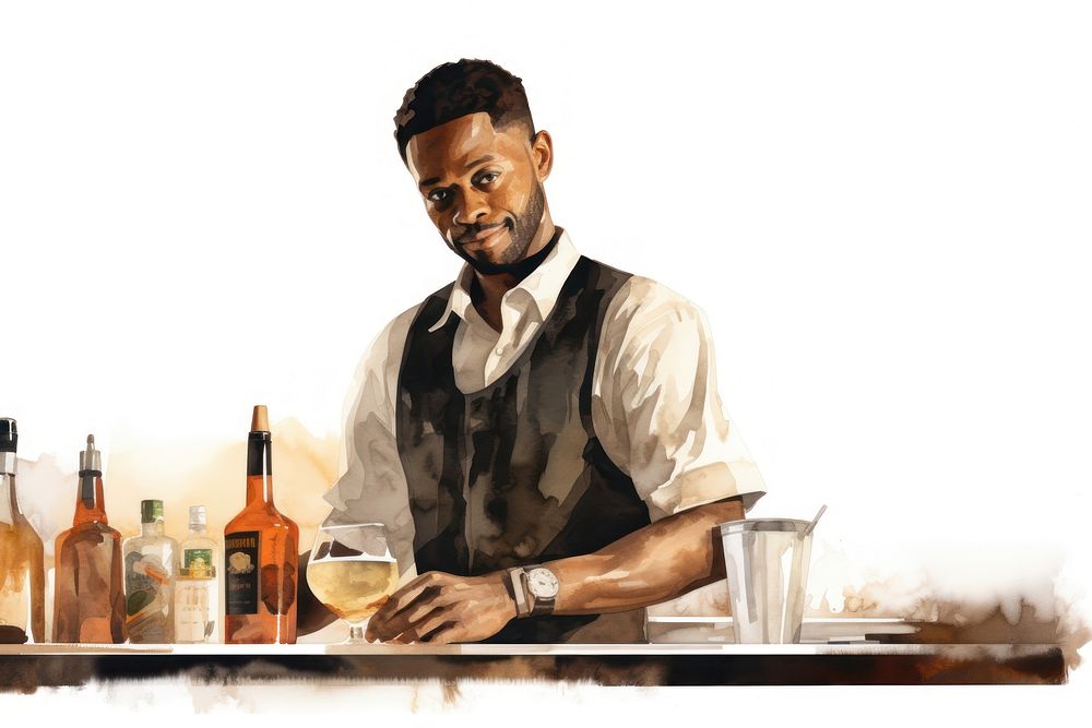 Bartender adult male white background. AI generated Image by rawpixel.
