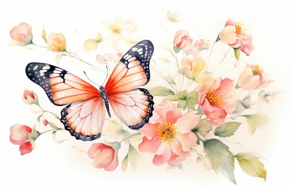 Butterfly flower pattern insect. AI generated Image by rawpixel.
