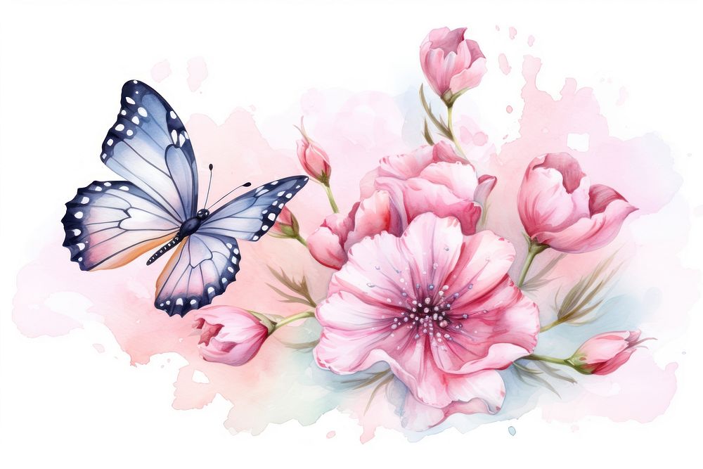 Flower butterfly blossom pattern. AI generated Image by rawpixel.