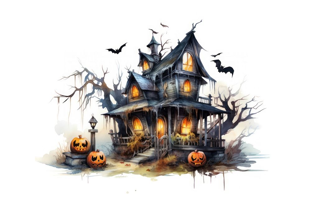 Halloween house architecture building. AI generated Image by rawpixel.