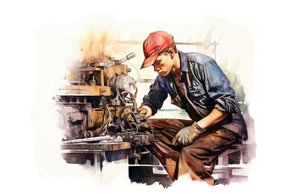 Mechanic working factory hardhat. AI generated Image by rawpixel.