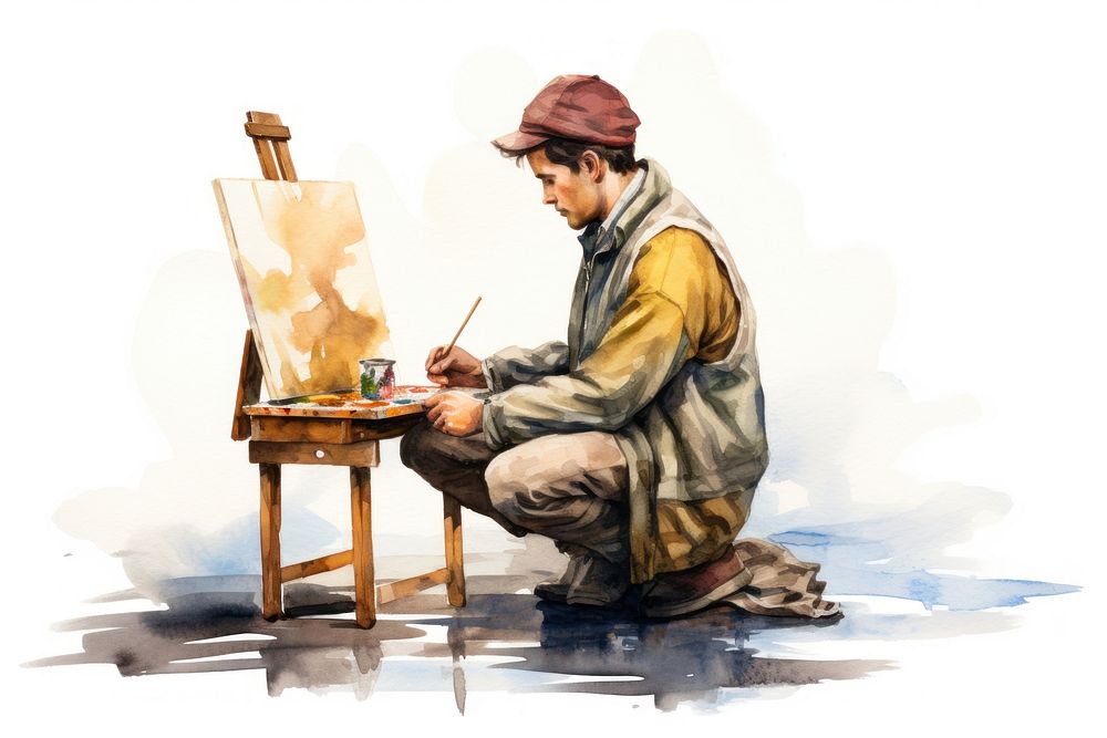 Painting drawing sitting painter. AI generated Image by rawpixel.