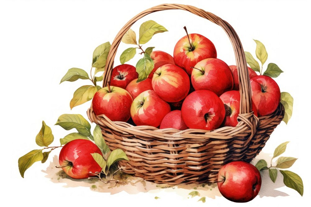 Basket apple fruit wicker. AI generated Image by rawpixel.