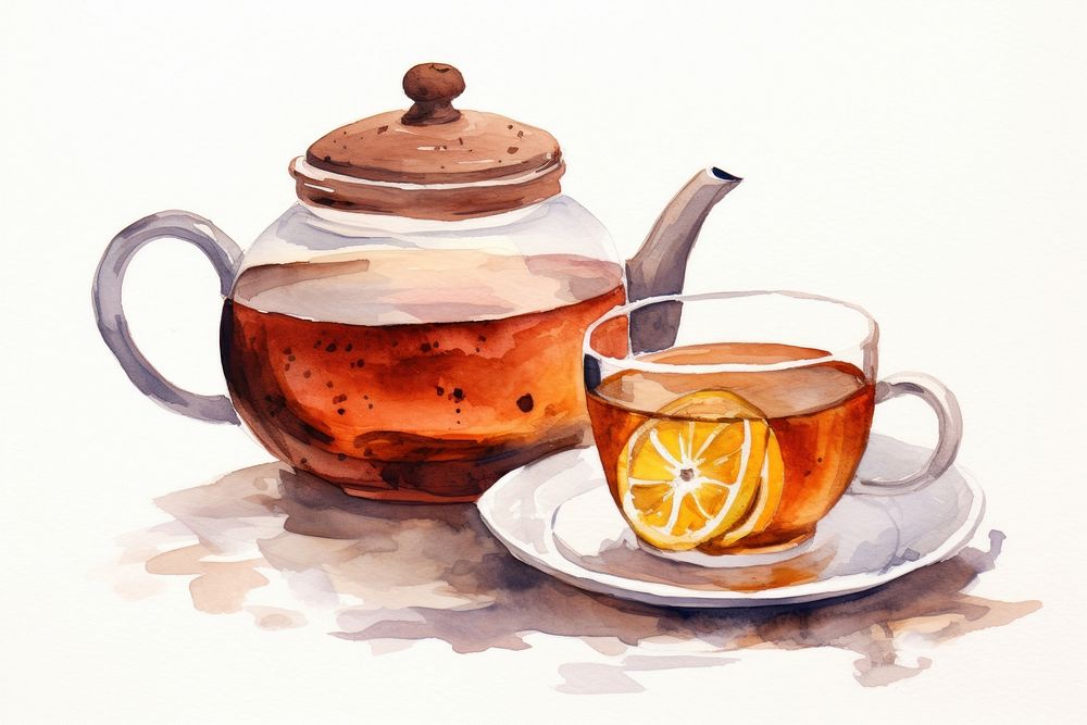 Tea teapot saucer drink. AI generated Image by rawpixel.