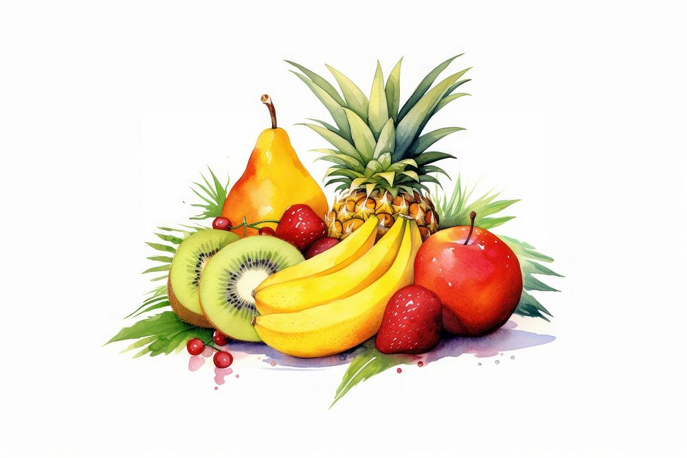 Fruit strawberry pineapple banana. AI generated Image by rawpixel.