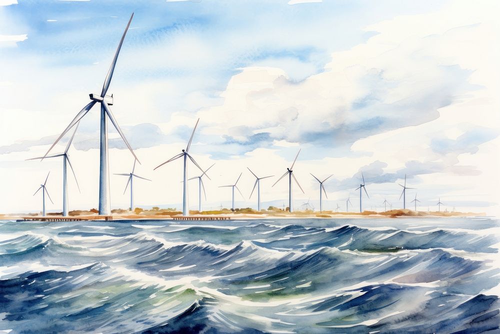 Turbine sea windmill outdoors. AI generated Image by rawpixel.