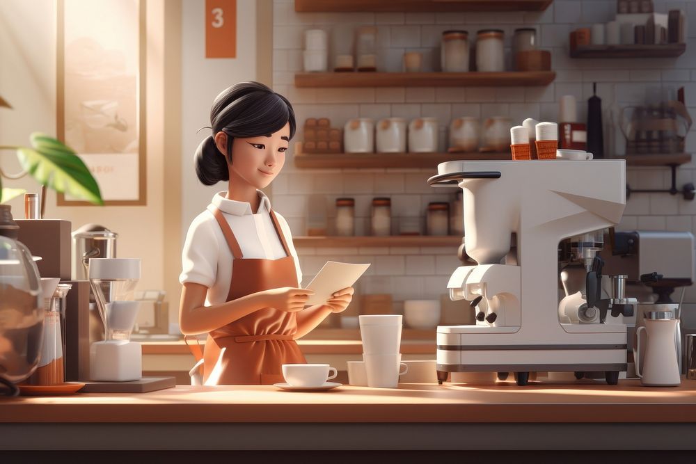 Barista looking table cafe. AI generated Image by rawpixel.