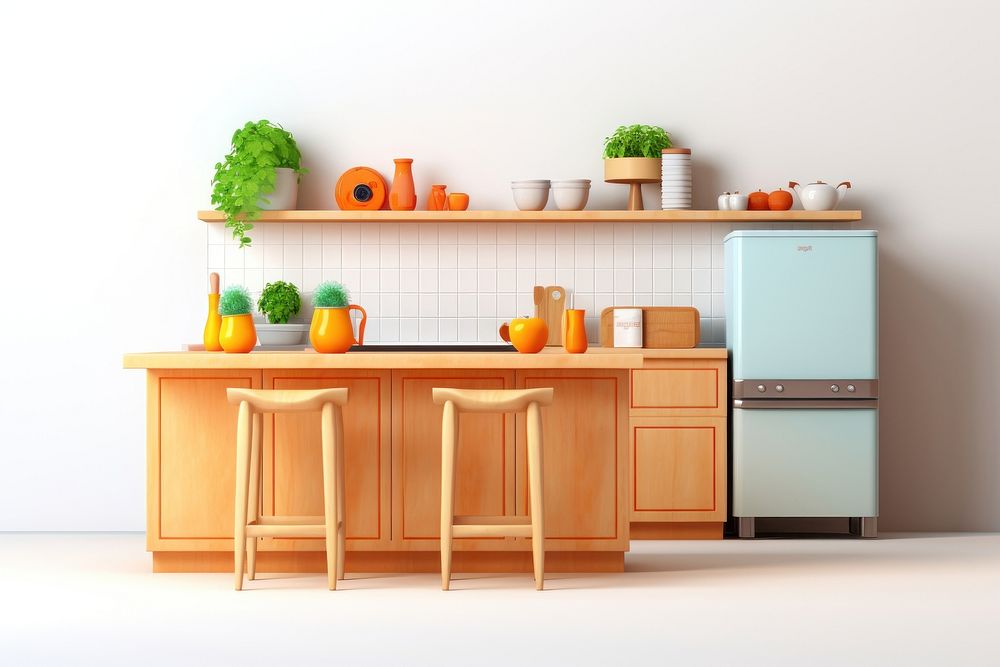 Furniture kitchen refrigerator appliance. AI generated Image by rawpixel.