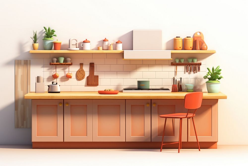 Furniture kitchen cabinet shelf. AI generated Image by rawpixel.