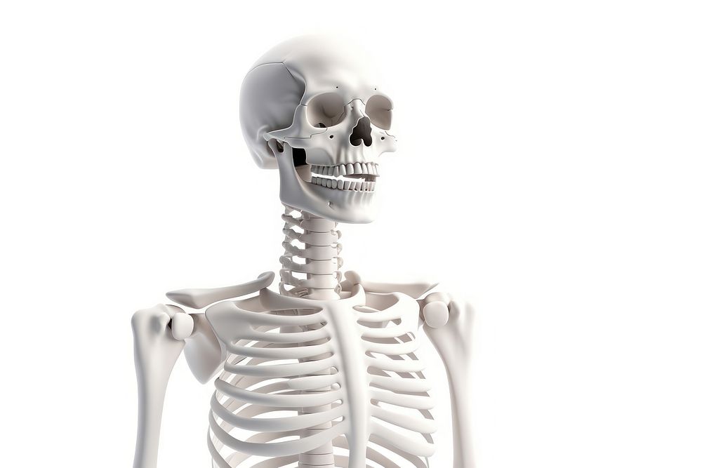 Skeleton white background fracture anatomy. AI generated Image by rawpixel.