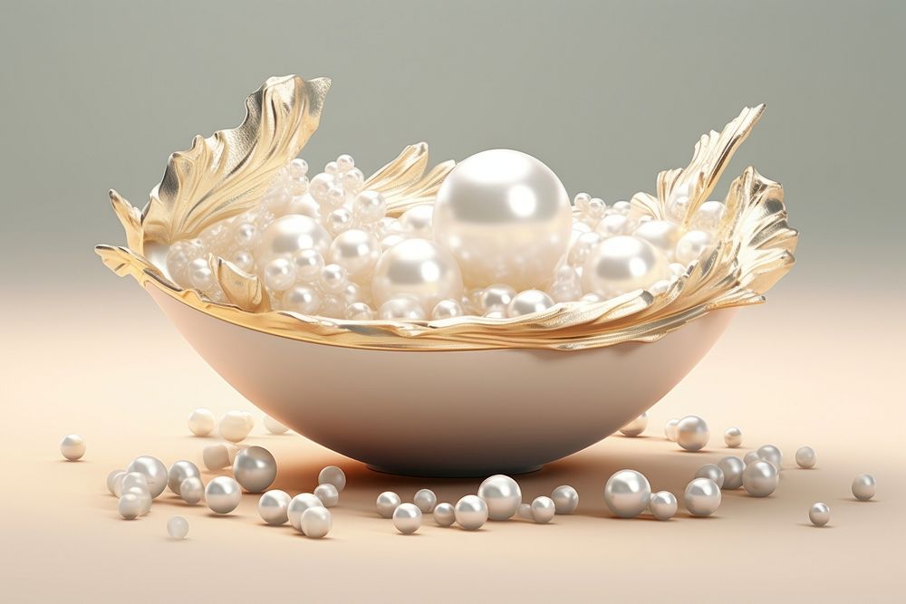Pearl jewelry luxury bowl. AI generated Image by rawpixel.