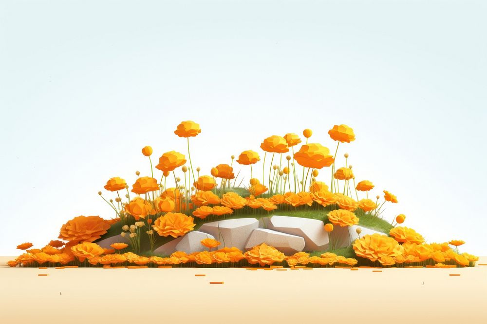 Marigold cartoon flower plant. AI generated Image by rawpixel.