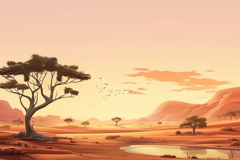 Landscape outdoors cartoon desert. AI generated Image by rawpixel.