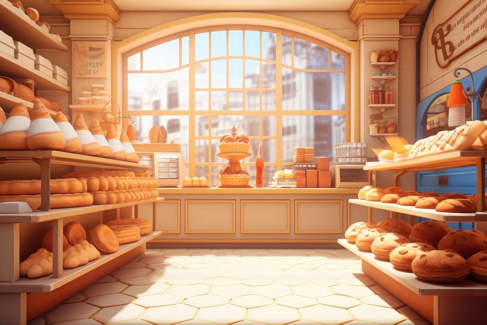 Bakery cartoon bread food. 