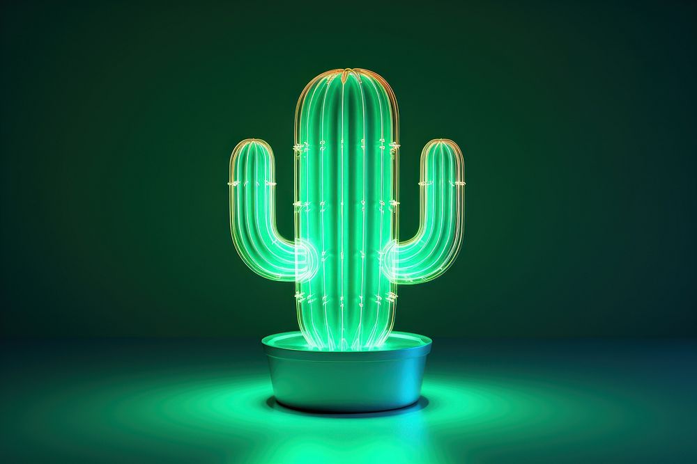 Cactus light plant neon. AI generated Image by rawpixel.