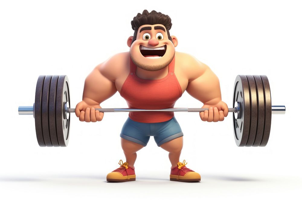 Sports deadlift cartoon white background. AI generated Image by rawpixel.