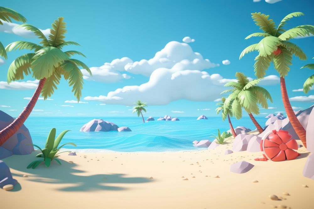 Beach landscape outdoors cartoon. 