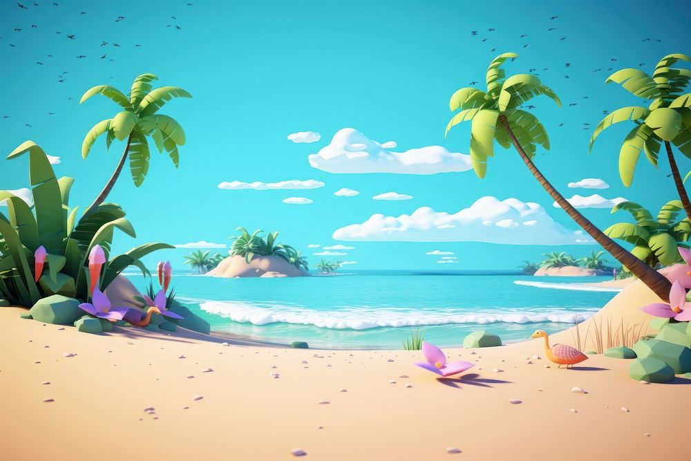 Beach outdoors cartoon nature. AI generated Image by rawpixel.