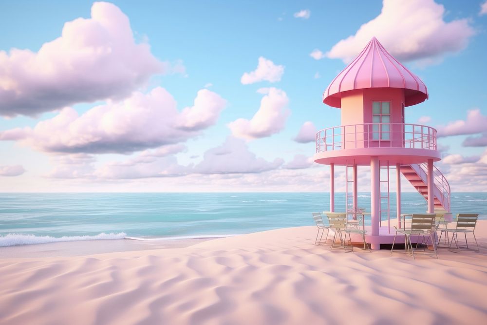 Beach architecture lighthouse landscape. AI generated Image by rawpixel.