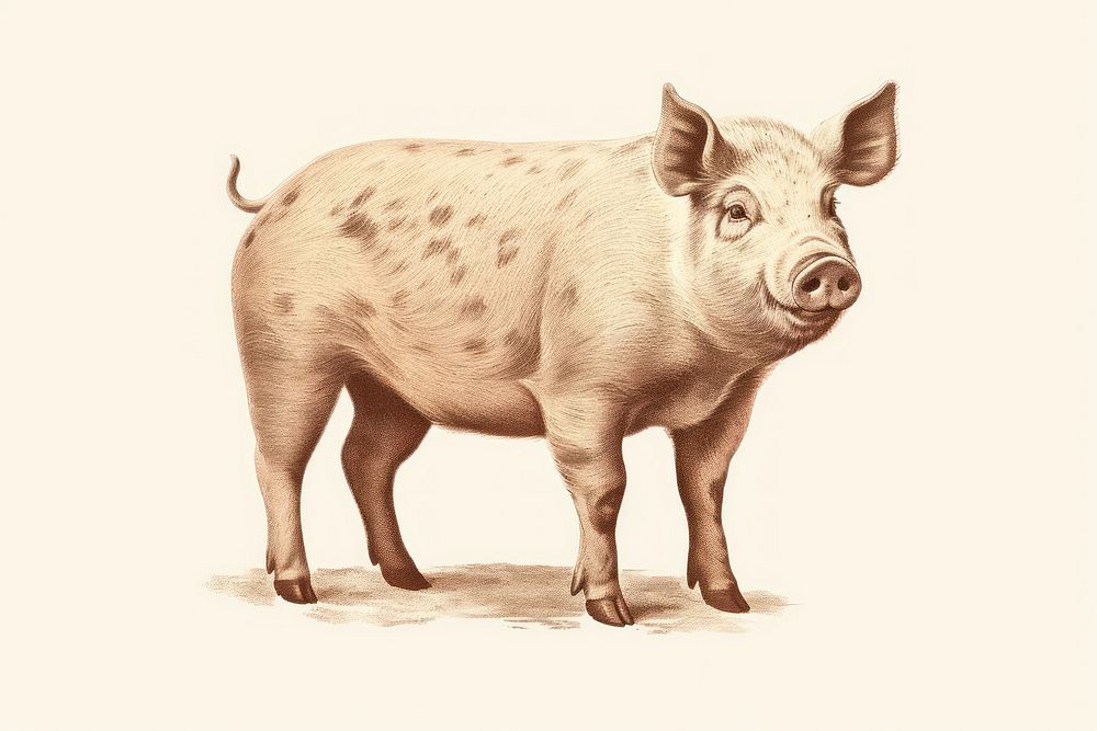 Pig drawing mammal animal. AI generated Image by rawpixel.