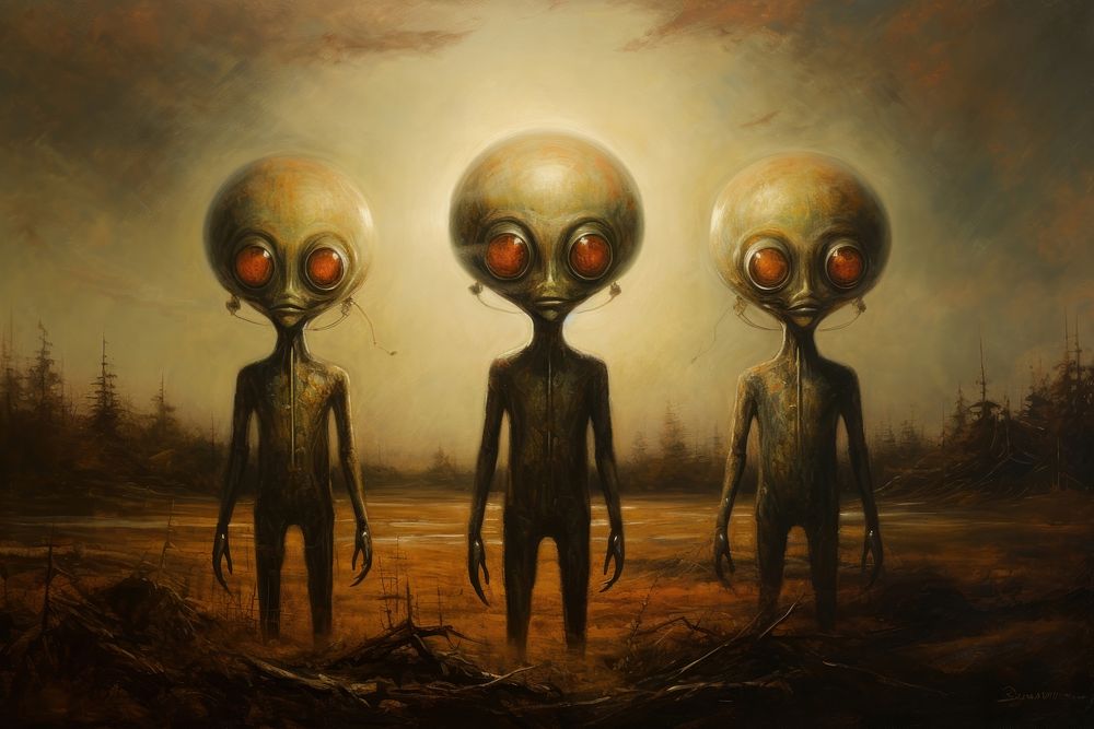 Painting alien representation darkness. AI generated Image by rawpixel.