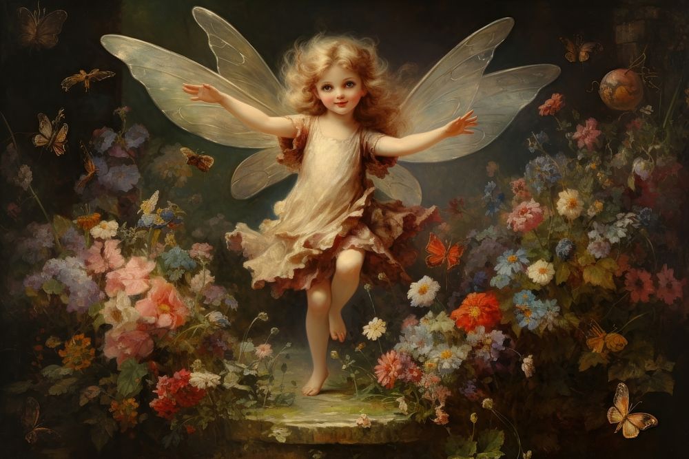 Painting flower fairy angel. AI generated Image by rawpixel.