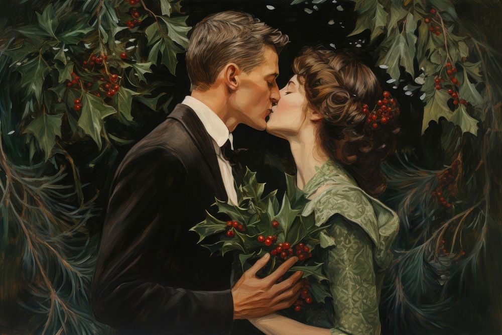 Kissing painting wedding adult. AI generated Image by rawpixel.