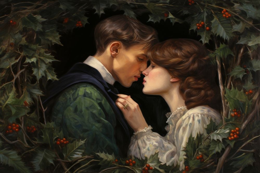 Painting kissing portrait adult. AI generated Image by rawpixel.