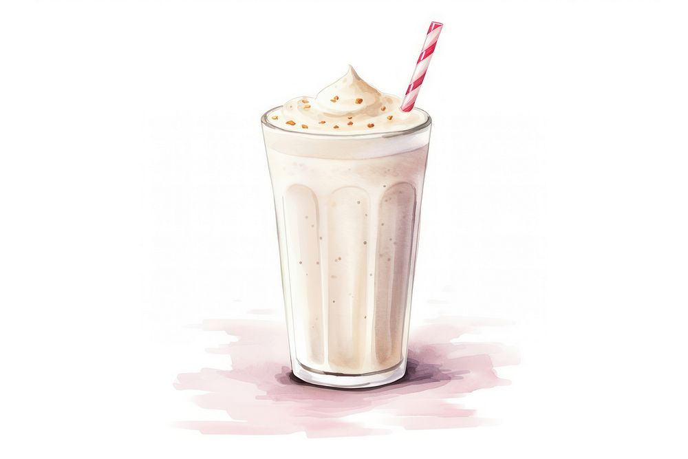 Milkshake smoothie drink white background. AI generated Image by rawpixel.